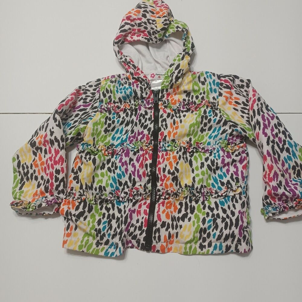 Specialty Girl 4T Full Zip Jacket Leopard Rainbow Full Zip Front Pocket‎ Warm